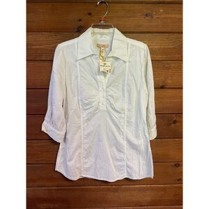 Andrew & Co Cotton Pullover Blouse Sz M NWT
